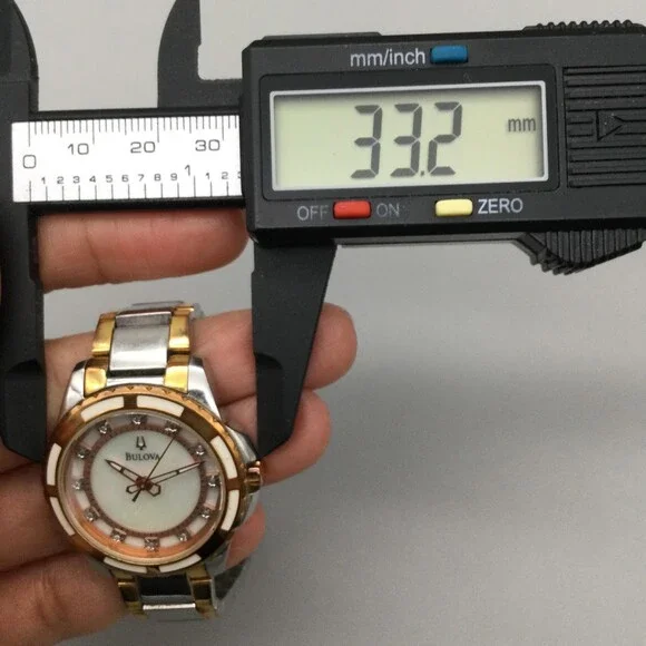 Bulova Womens Watch 33mm Two Tone 98P134 MOP Dial Diamonds New Battery 6.5" - Picture 12 of 14